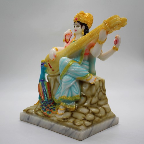 Maa Saraswati Marble Dust Statue,Hindu Goddess Saraswati ji Murti for Pooja,Office,Home,Study Table Decorative,Showpiece Figurines,Religious Idol Gift